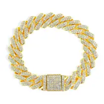 Invicta Elements Men's Ultra Iced Out Cuban Chain Bracelet, Gold