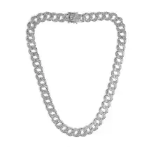 Invicta Elements Men's Iced out Cuban Chain Necklace, Silver