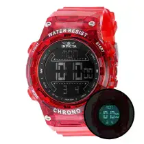 Invicta Racing Burnout Digital Men's Watch - 52mm, Transparent, Red