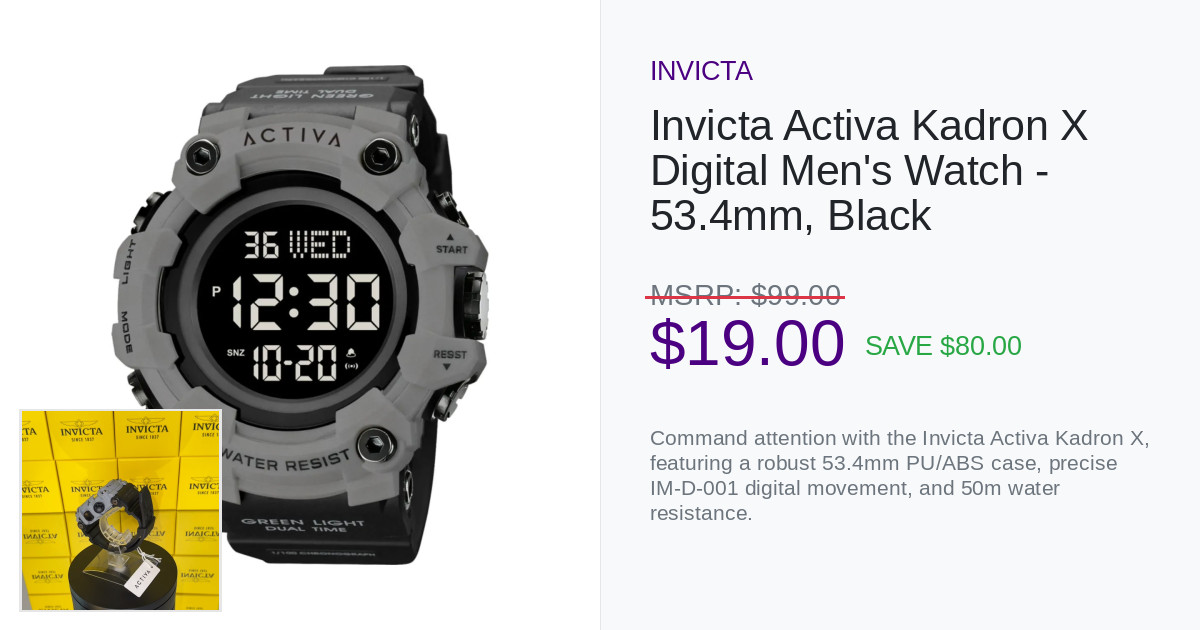 Activa Kadron X Invicta Men's Digital Watch