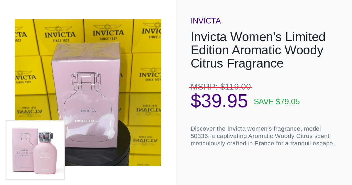 Invicta Women's Limited Edition Aromatic Woody Citrus Fragrance