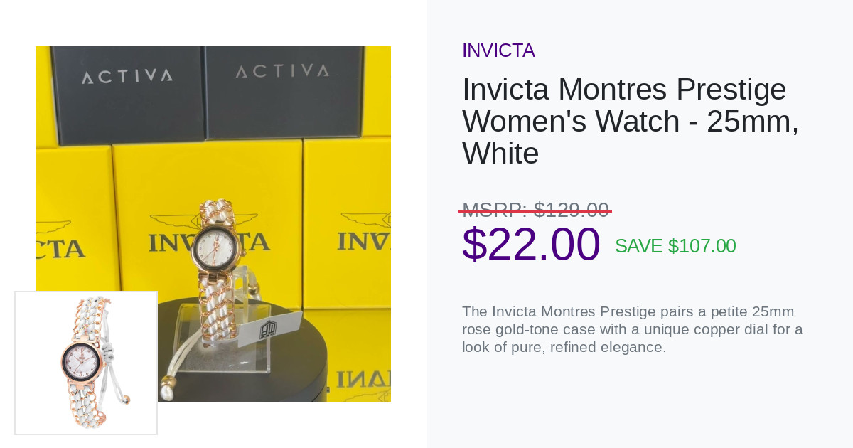Invicta Montres Prestige ⌚ Women\'s Watch - New in Box - 25mm. White (MPW-0296) Montres Prestige Women main image 3
